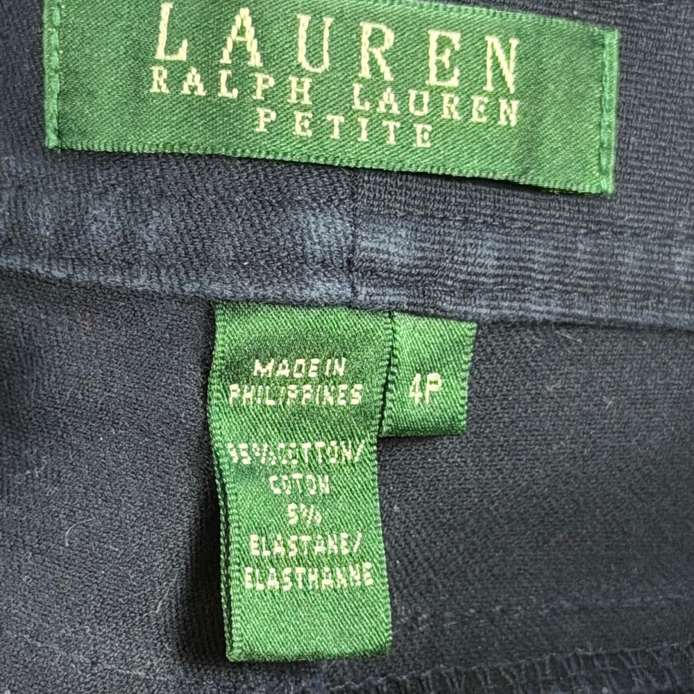 Lauren Ralph Lauren Petite Navy Blue Straight Leg Stretch Pants 4P Cotton Blend - Picture 3 of 10